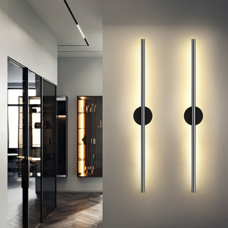 Zwarte Rod LED Wandlamp Licht Eenvoudige Stijl Metaal Wandlamp Licht voor Woonkamer
