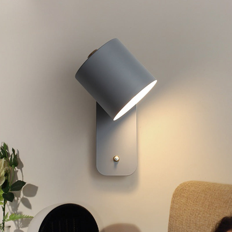 Draaibare Cilinder Lezen Lamp Nordic Metaal E27 Wandlamp met Aan/Uit Knop