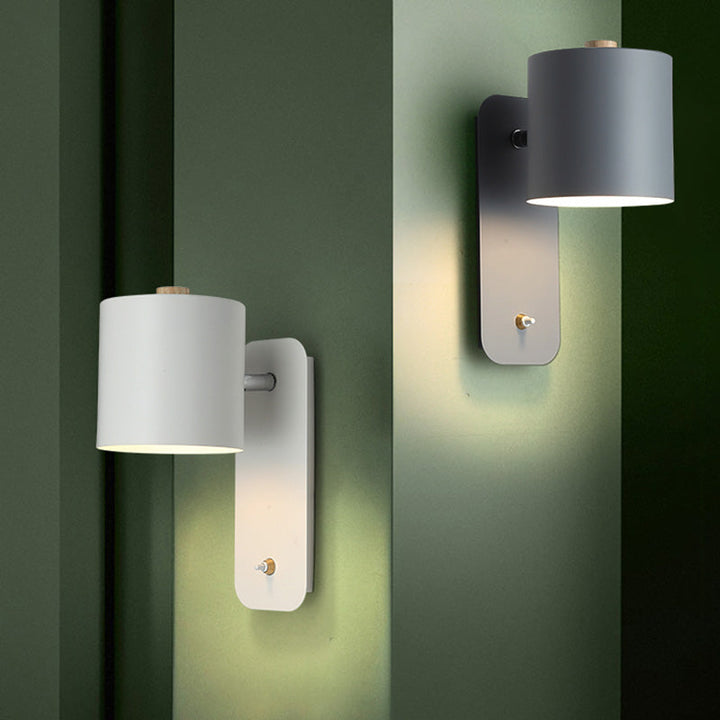 Draaibare Cilinder Lezen Lamp Nordic Metaal E27 Wandlamp met Aan/Uit Knop