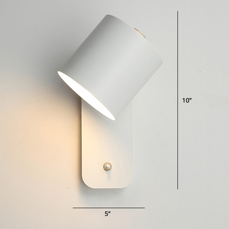 Draaibare Cilinder Lezen Lamp Nordic Metaal E27 Wandlamp met Aan/Uit Knop