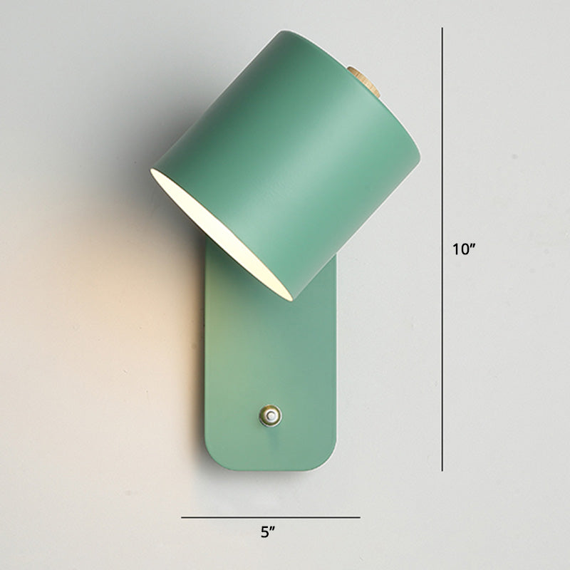 Draaibare Cilinder Lezen Lamp Nordic Metaal E27 Wandlamp met Aan/Uit Knop