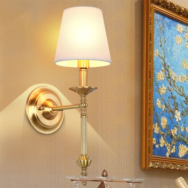 Messing kegel wandlamp retro witte stoffen kap 1/2 gloeilampen eetkamer wandlampen verlichting