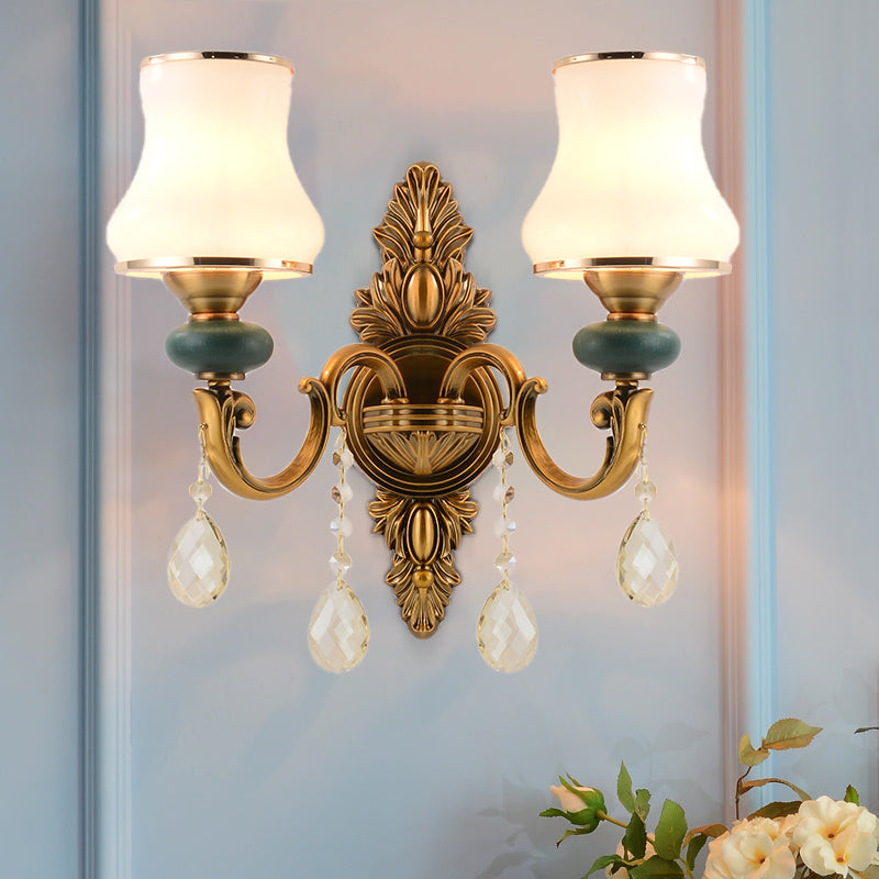 Vase Witte Glas Wandlamp Noordse Woonkamer 1/2 Koppen Messing Wandlamp