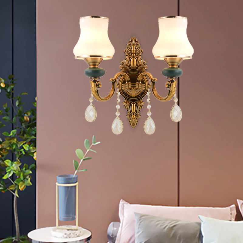 Vase Witte Glas Wandlamp Noordse Woonkamer 1/2 Koppen Messing Wandlamp