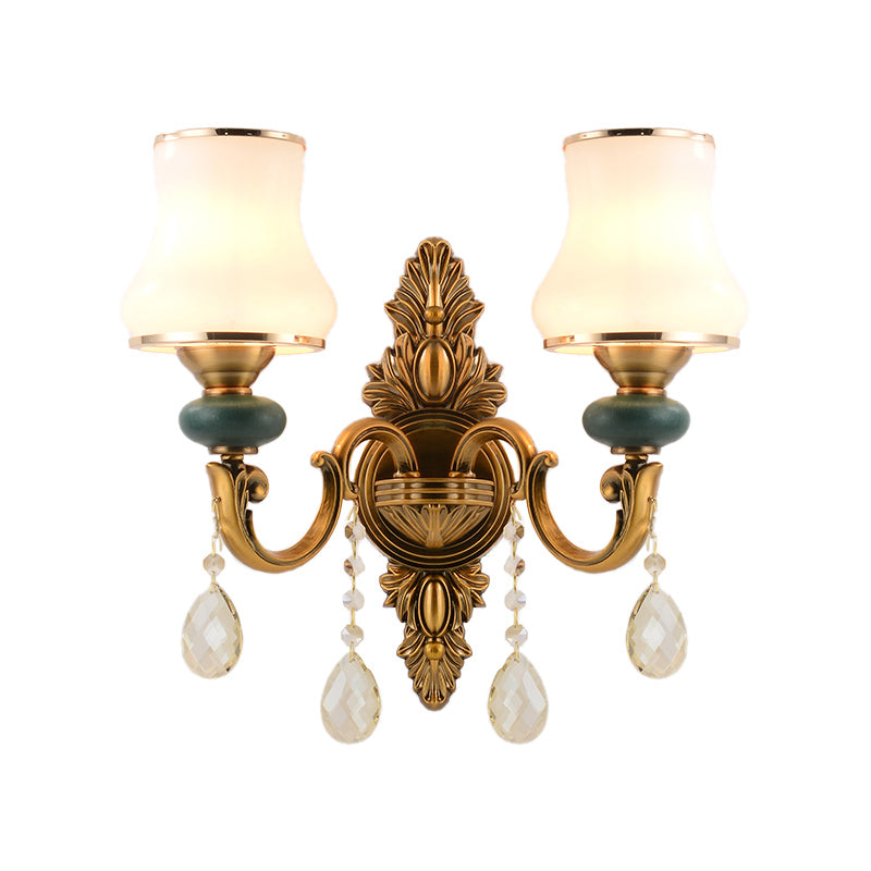 Vase Witte Glas Wandlamp Noordse Woonkamer 1/2 Koppen Messing Wandlamp