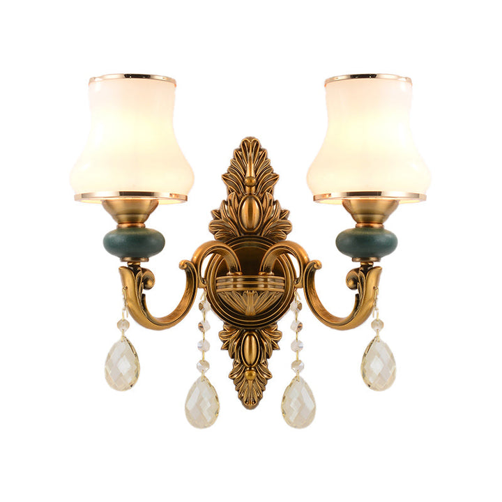 Vase Witte Glas Wandlamp Noordse Woonkamer 1/2 Koppen Messing Wandlamp