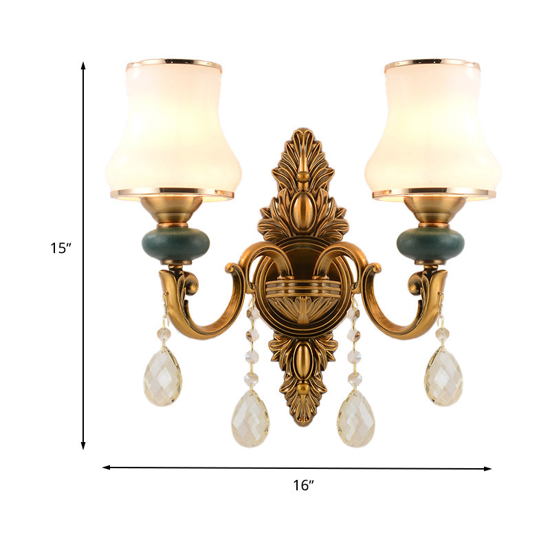 Vase Witte Glas Wandlamp Noordse Woonkamer 1/2 Koppen Messing Wandlamp