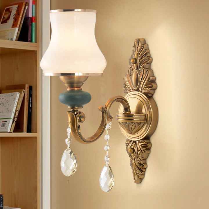Vase Witte Glas Wandlamp Noordse Woonkamer 1/2 Koppen Messing Wandlamp