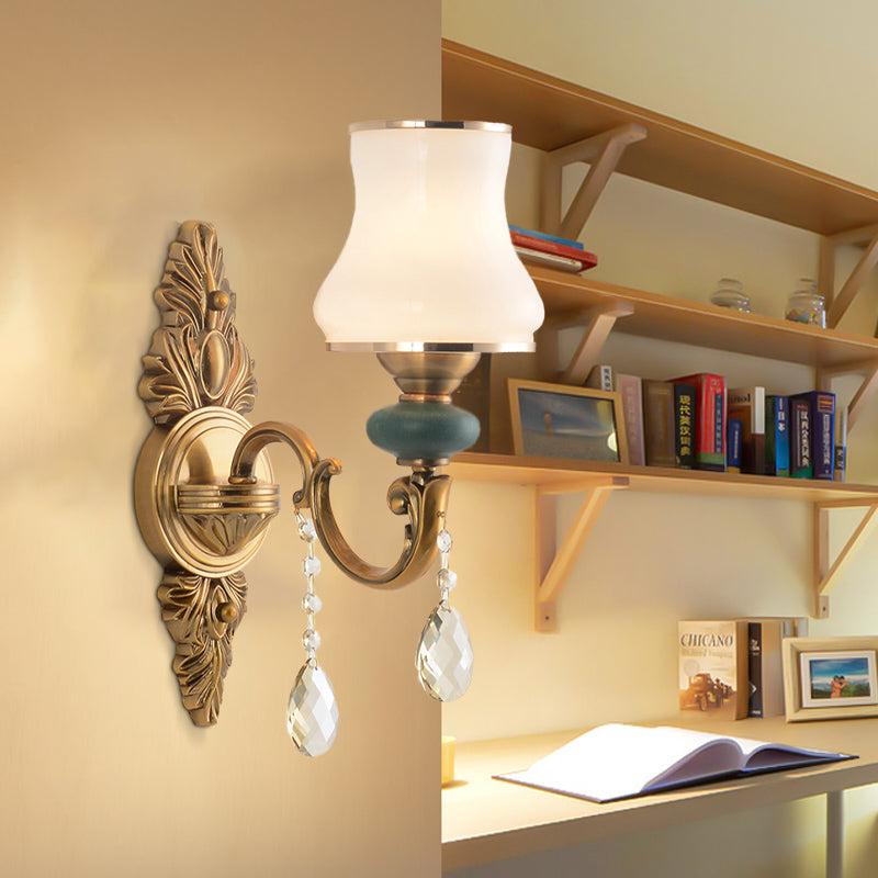 Vase Witte Glas Wandlamp Noordse Woonkamer 1/2 Koppen Messing Wandlamp