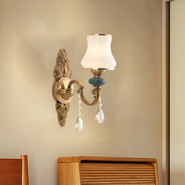Vase Witte Glas Wandlamp Noordse Woonkamer 1/2 Koppen Messing Wandlamp