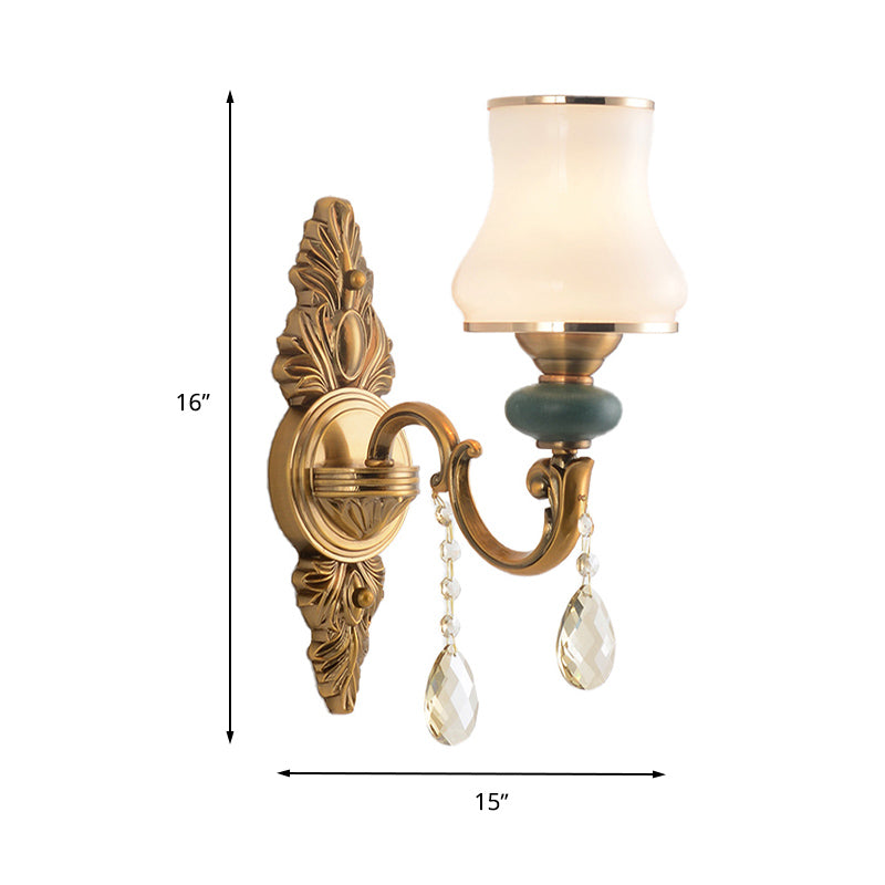 Vase Witte Glas Wandlamp Noordse Woonkamer 1/2 Koppen Messing Wandlamp