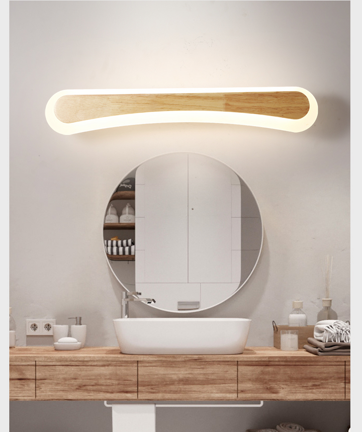 Moderne badkamer wastafellicht hout LED wastafelverlichting in acrylscherm