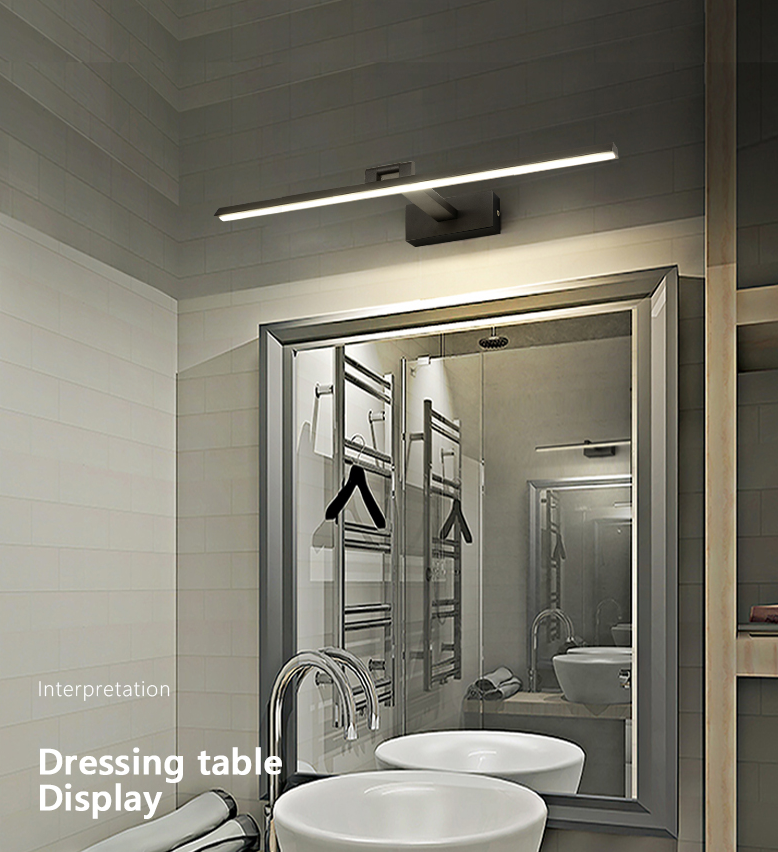 Lineaire LED-Spiegellampen Moderne minimalistische stijl Metaal Enkele Spiegellamp