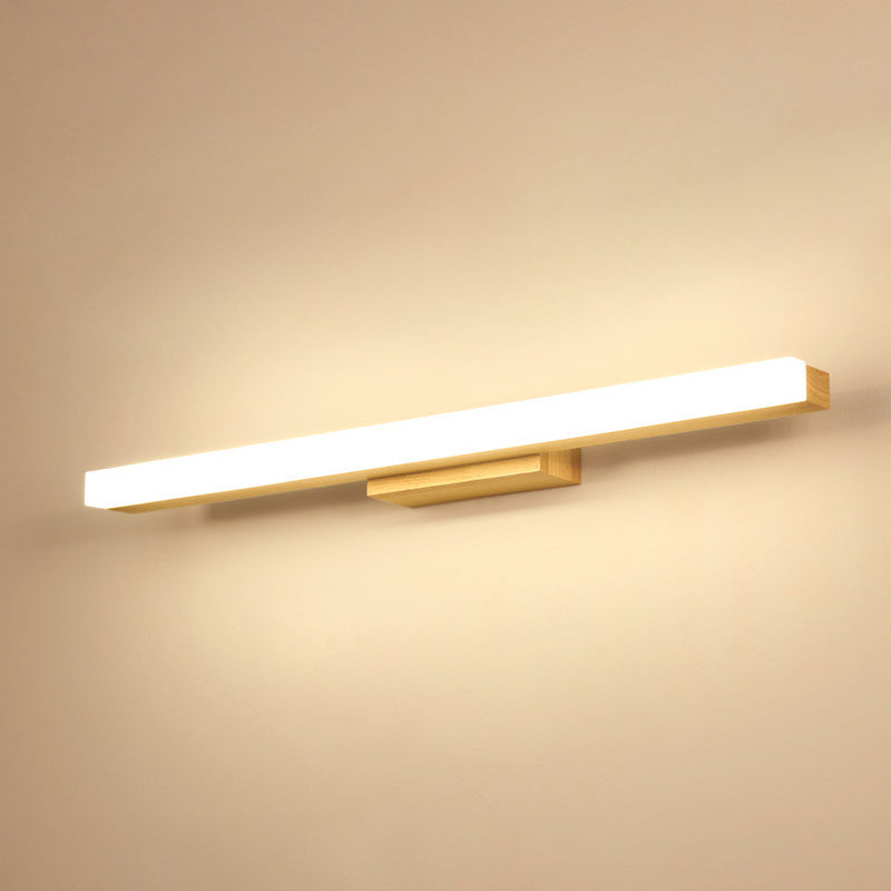 Rechthoekige Wandlamp Vanity Scandinavische Minimalistische Stijl Hout Enkele Vanity Lamp