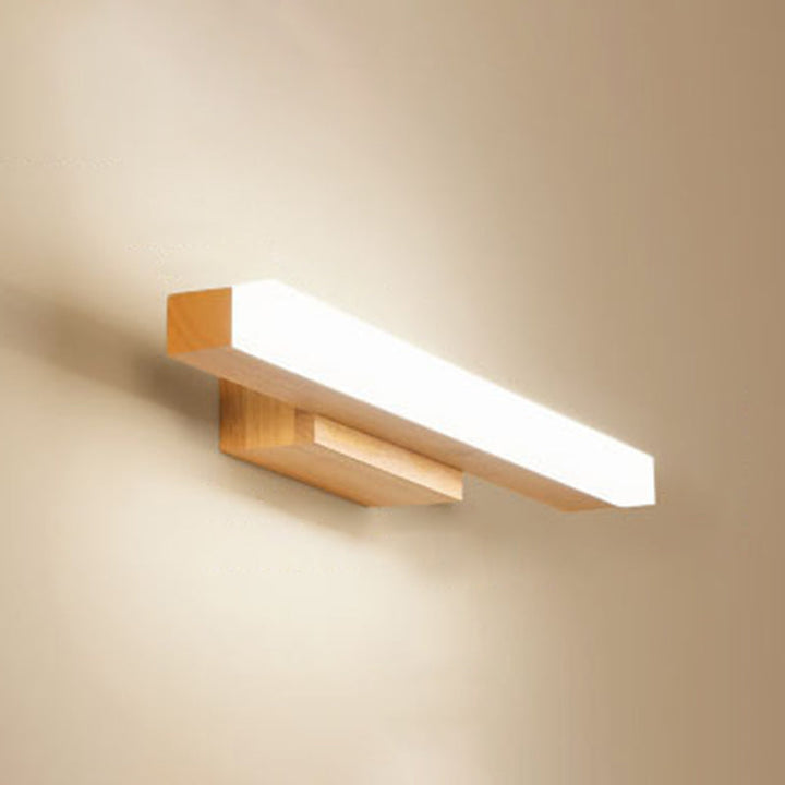 Rechthoekige Wandlamp Vanity Scandinavische Minimalistische Stijl Hout Enkele Vanity Lamp