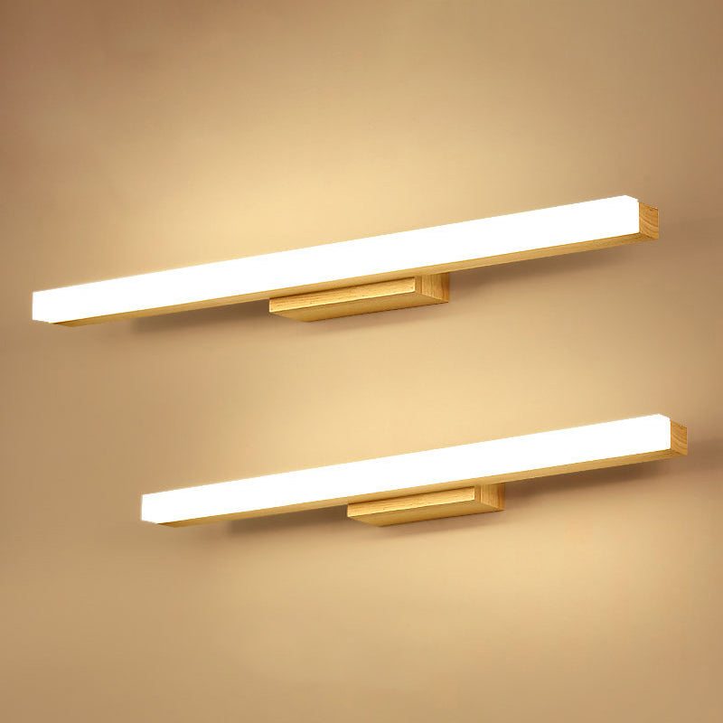 Rechthoekige Wandlamp Vanity Scandinavische Minimalistische Stijl Hout Enkele Vanity Lamp