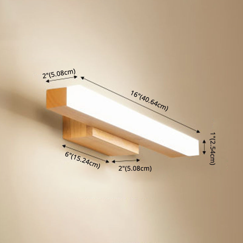Rechthoekige Wandlamp Vanity Scandinavische Minimalistische Stijl Hout Enkele Vanity Lamp
