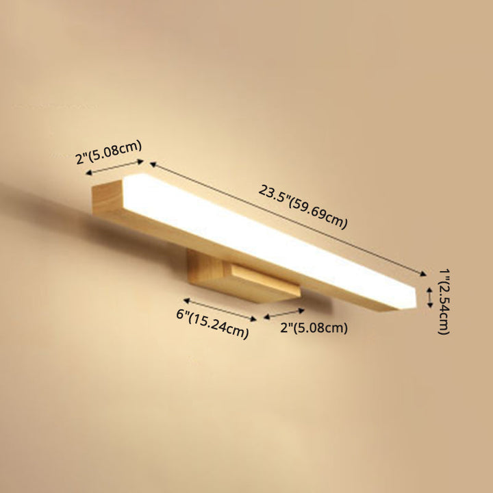 Rechthoekige Wandlamp Vanity Scandinavische Minimalistische Stijl Hout Enkele Vanity Lamp