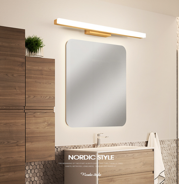 Rechthoekige Wandlamp Vanity Scandinavische Minimalistische Stijl Hout Enkele Vanity Lamp