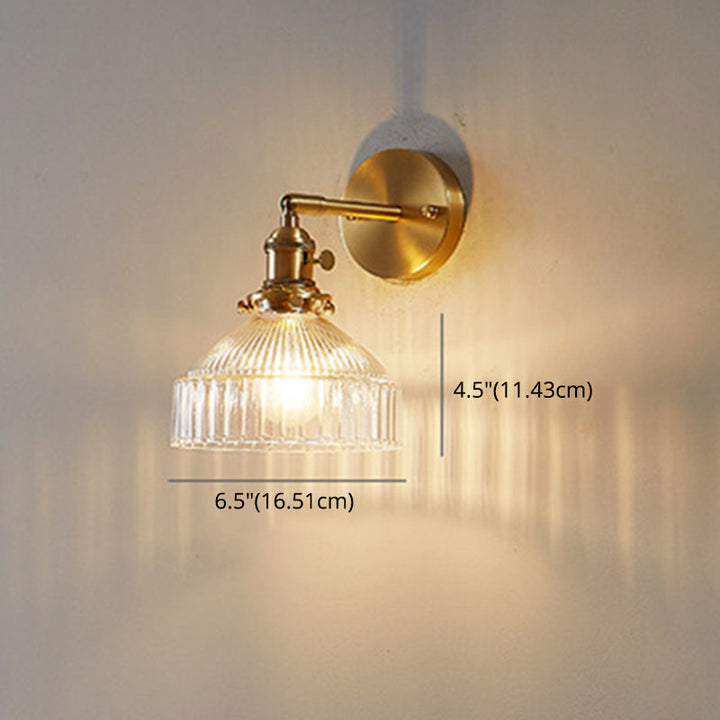 Industriële Wandlamp Geperst Ribbeld Glas Wandlamp Sconces in Gouden Afwerking voor Slaapkamer