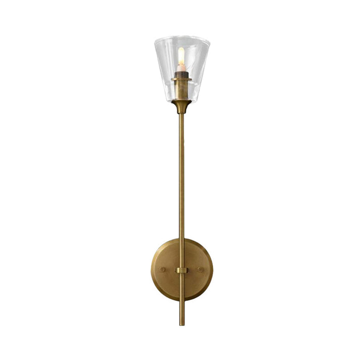 Zwart/Messing-Finish Bleistiftarm Wandlamp Vintage Metaal 1/2 Gloeilampen Wandlamp met heldere conische glas-schaduw