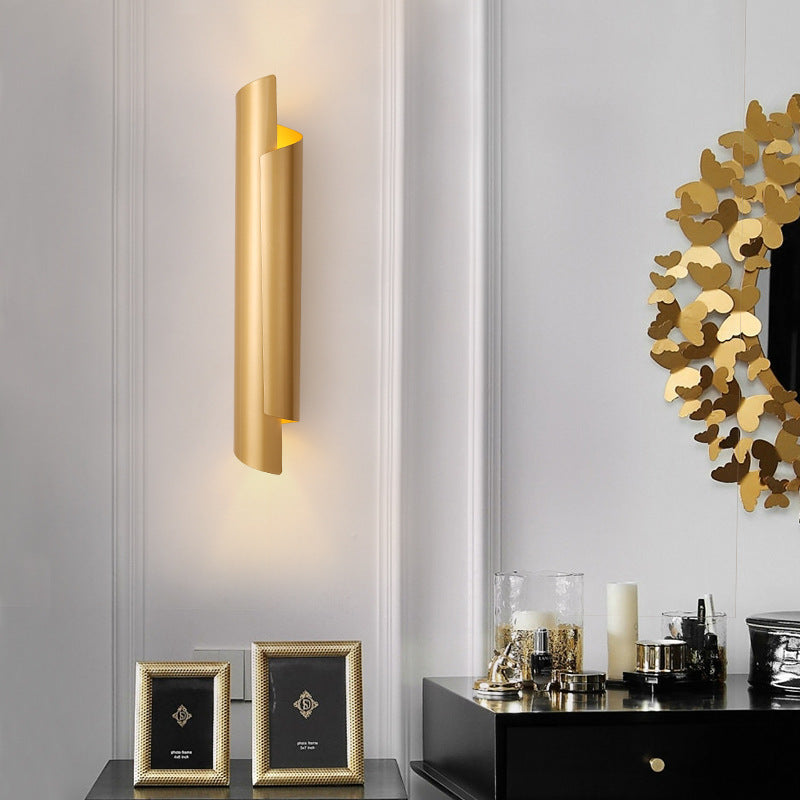 Zwart/Wit/Goud Opgerolde Wandlamp Modernistisch IJzer 2-Lichts Wandlamp Ingebouwde Verlichting, 16"/21.5"/29.5" Breedte