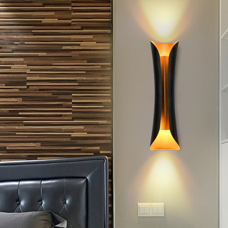 Moderne Curl Wandlamp 13"/21"/30" Hoogte 2 Lichten Metallic Binnenverlichting in Zwart