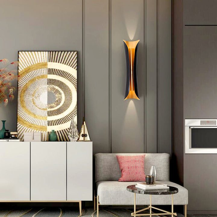 Moderne Curl Wandlamp 13"/21"/30" Hoogte 2 Lichten Metallic Binnenverlichting in Zwart