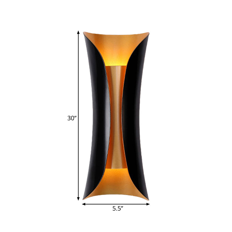 Moderne Curl Wandlamp 13"/21"/30" Hoogte 2 Lichten Metallic Binnenverlichting in Zwart