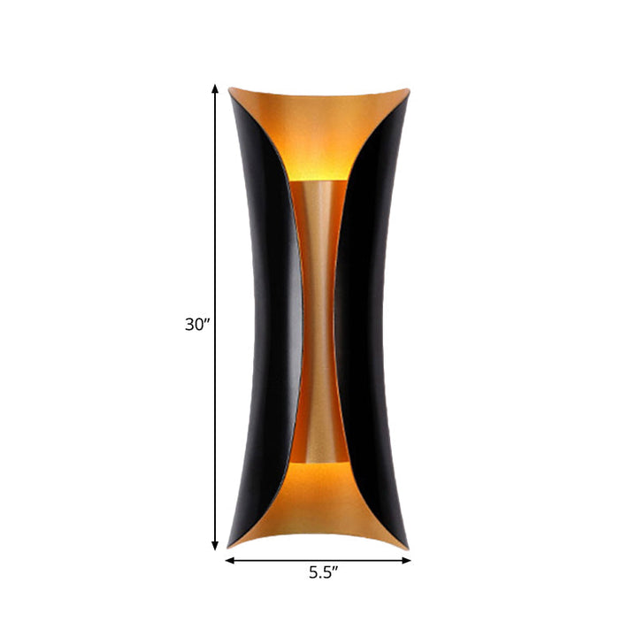 Moderne Curl Wandlamp 13"/21"/30" Hoogte 2 Lichten Metallic Binnenverlichting in Zwart