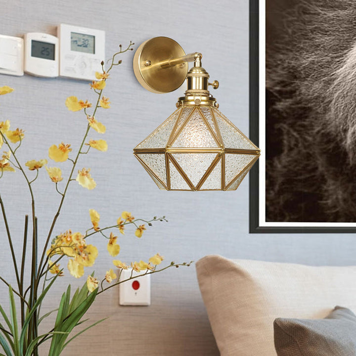 Geometrische/Globe/Pentagram Wandlamp Hedendaags Prismatisch Glas 1 Lamp Messing Wandgemonteerde Verlichtingsarmatuur