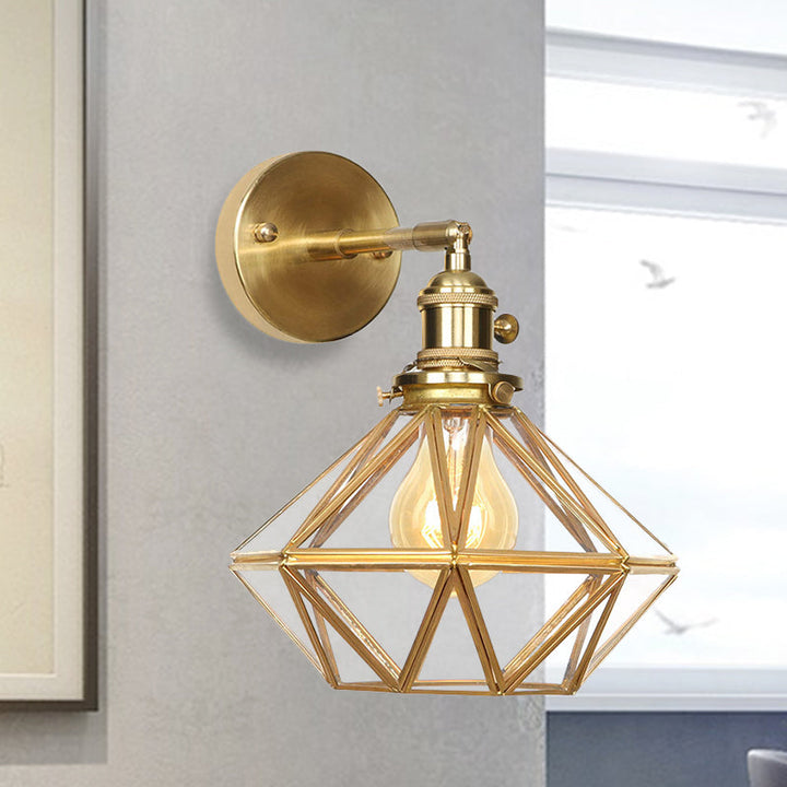 Geometrische/Globe/Pentagram Wandlamp Hedendaags Prismatisch Glas 1 Lamp Messing Wandgemonteerde Verlichtingsarmatuur