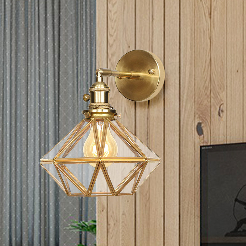 Geometrische/Globe/Pentagram Wandlamp Hedendaags Prismatisch Glas 1 Lamp Messing Wandgemonteerde Verlichtingsarmatuur