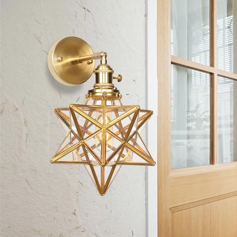 Geometrische/Globe/Pentagram Wandlamp Hedendaags Prismatisch Glas 1 Lamp Messing Wandgemonteerde Verlichtingsarmatuur