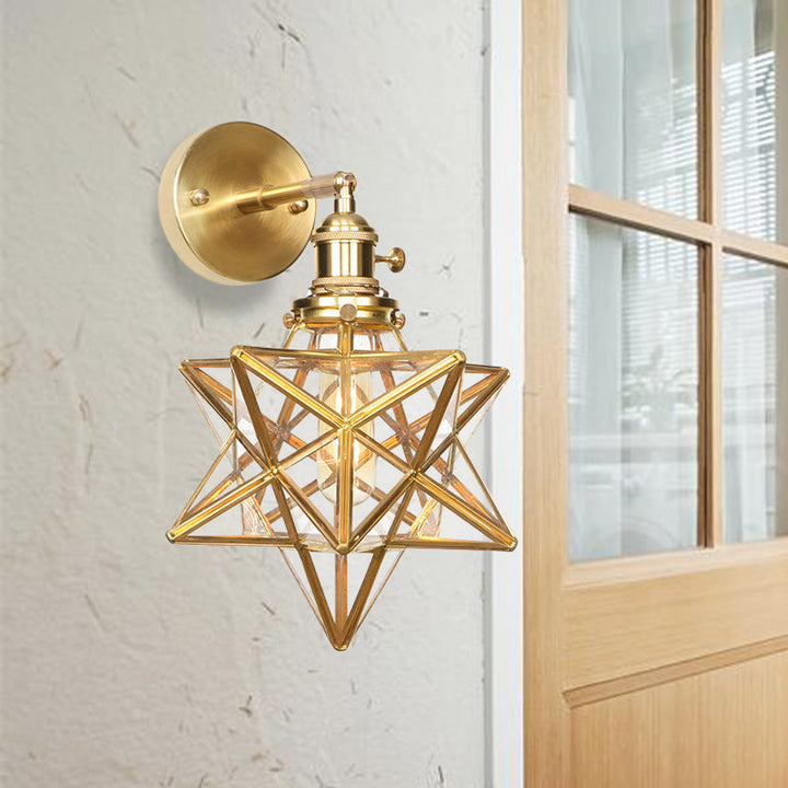 Geometrische/Globe/Pentagram Wandlamp Hedendaags Prismatisch Glas 1 Lamp Messing Wandgemonteerde Verlichtingsarmatuur