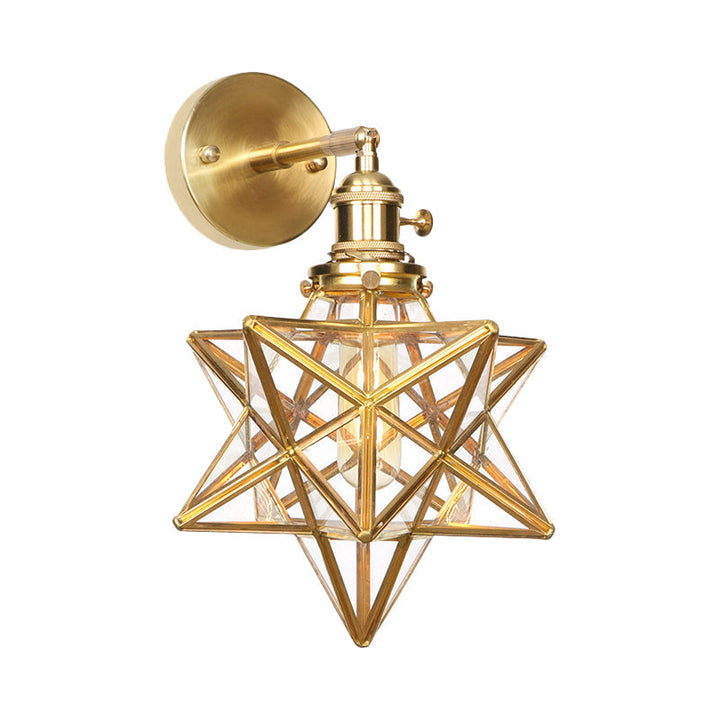 Geometrische/Globe/Pentagram Wandlamp Hedendaags Prismatisch Glas 1 Lamp Messing Wandgemonteerde Verlichtingsarmatuur