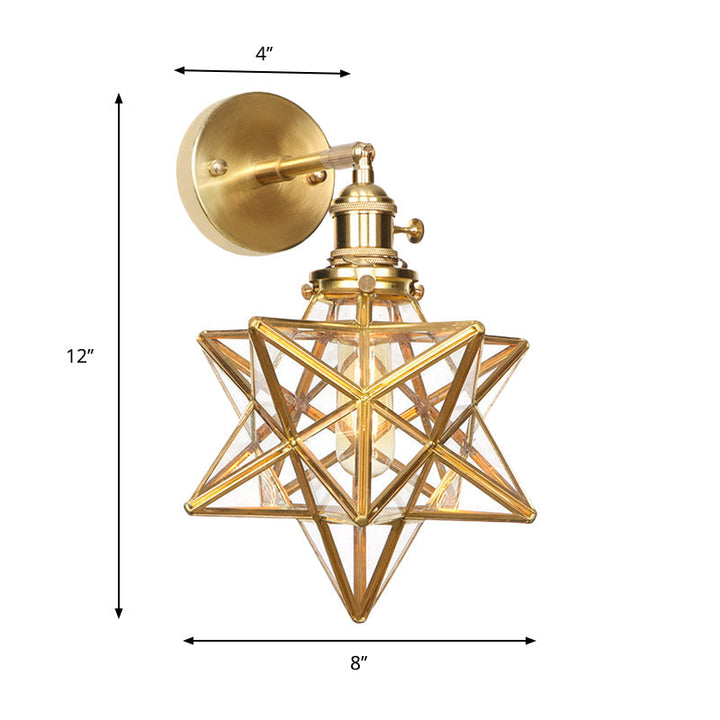 Geometrische/Globe/Pentagram Wandlamp Hedendaags Prismatisch Glas 1 Lamp Messing Wandgemonteerde Verlichtingsarmatuur