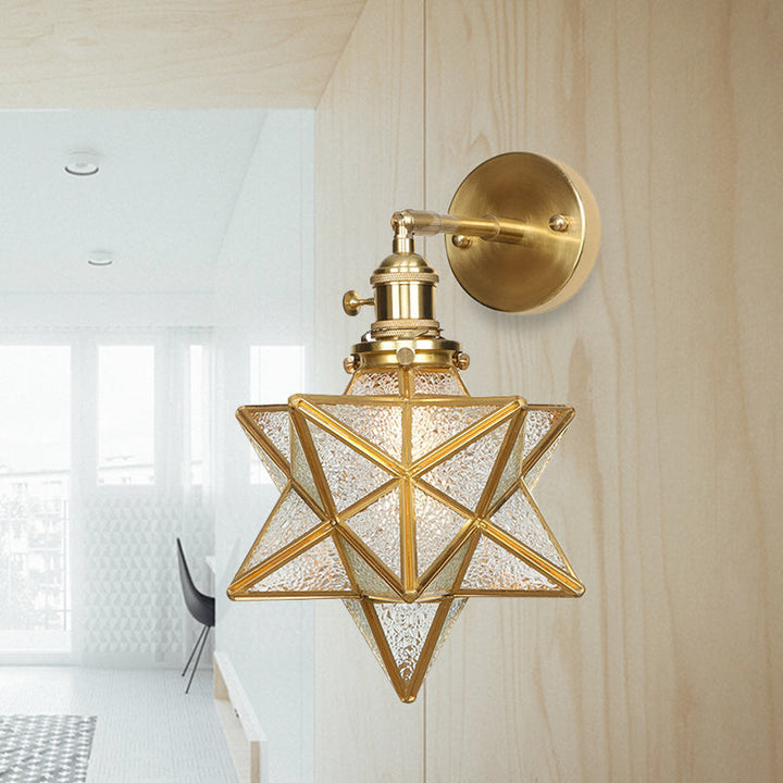 Geometrische/Globe/Pentagram Wandlamp Hedendaags Prismatisch Glas 1 Lamp Messing Wandgemonteerde Verlichtingsarmatuur