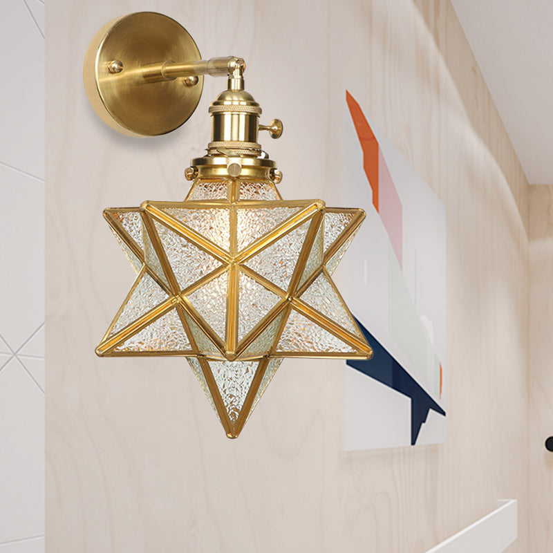 Geometrische/Globe/Pentagram Wandlamp Hedendaags Prismatisch Glas 1 Lamp Messing Wandgemonteerde Verlichtingsarmatuur