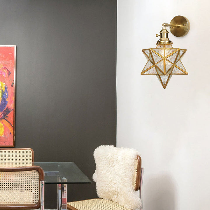 Geometrische/Globe/Pentagram Wandlamp Hedendaags Prismatisch Glas 1 Lamp Messing Wandgemonteerde Verlichtingsarmatuur