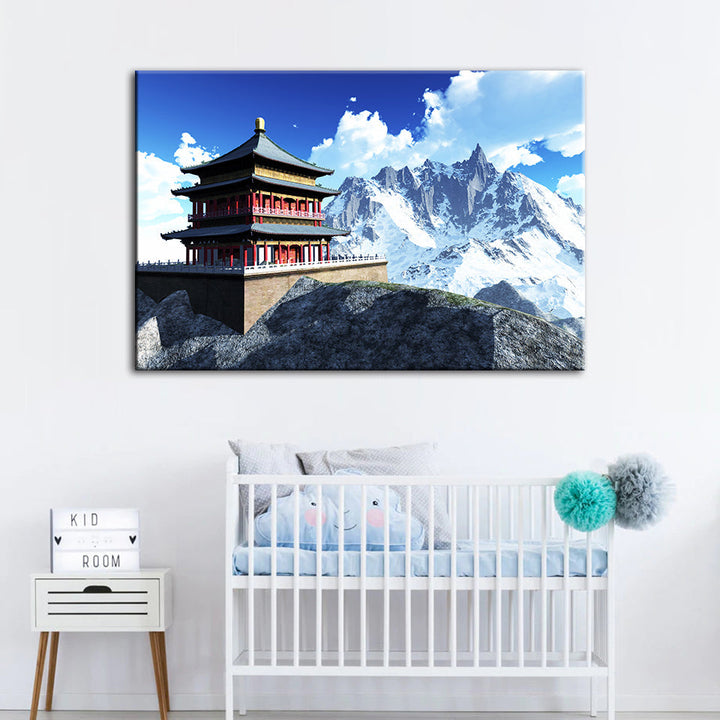 Tempel In Den Bergen - Canvas Wandkunst Schilderij