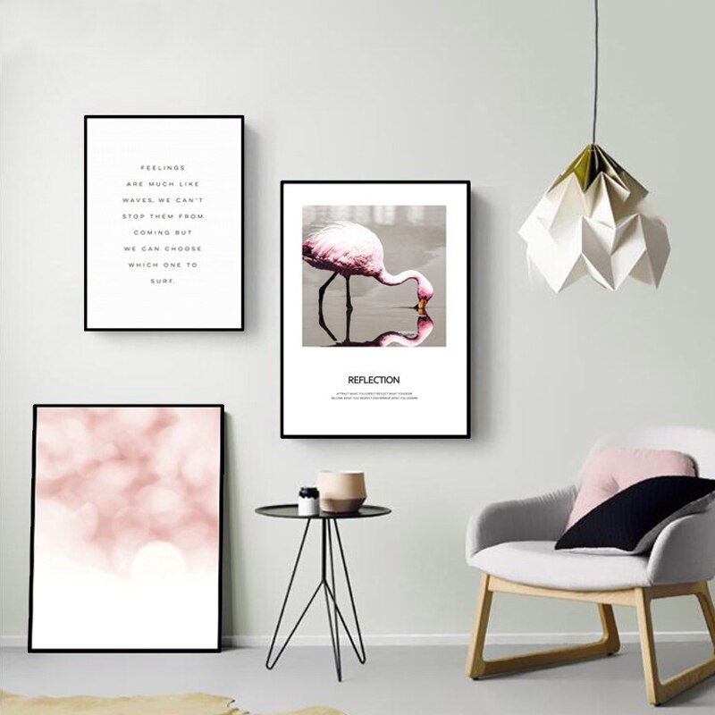 Flamingo In Landschap - Canvas Wandkunst Schilderij