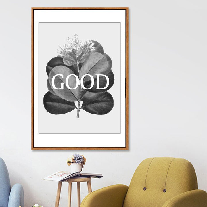 Grijze Bloemen Geometrische Nordic Prints Poster - Canvas Wanddecoratie Schilderij