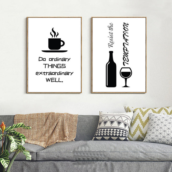 Minimalistische levensmiddelen wijn - canvas wandkunst schilderij
