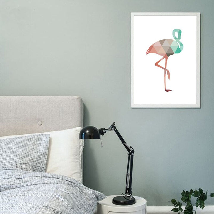Flamingo Geometrische Driehoek Kinderkamer Muur Kunst Schilderij op - Canvas Muur Kunst Schilderij