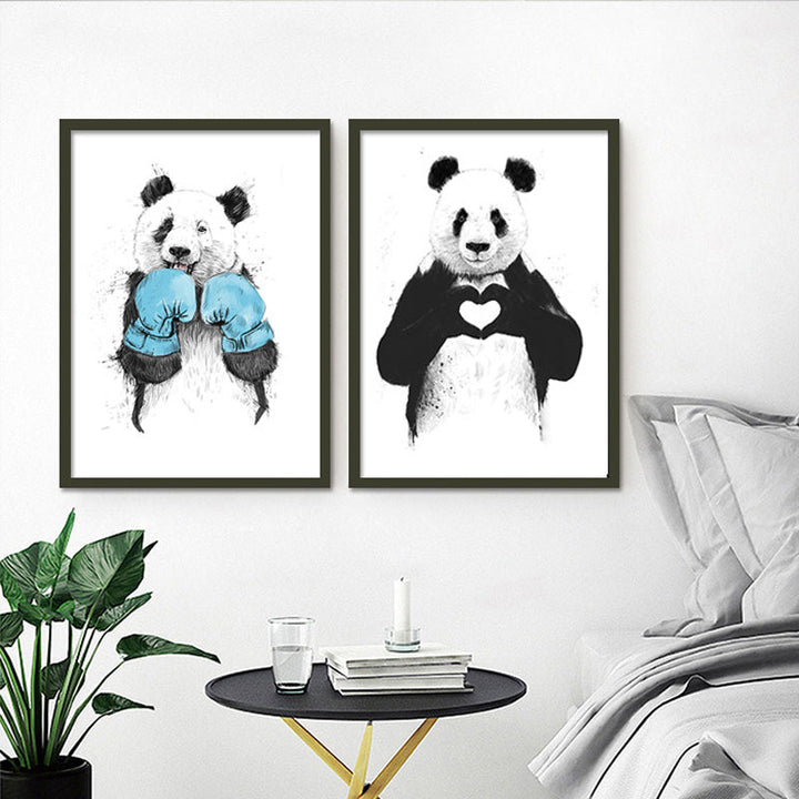 Lustiger Boxkampf-Panda Dier Banksy - Canvas Wandkunst Schilderij