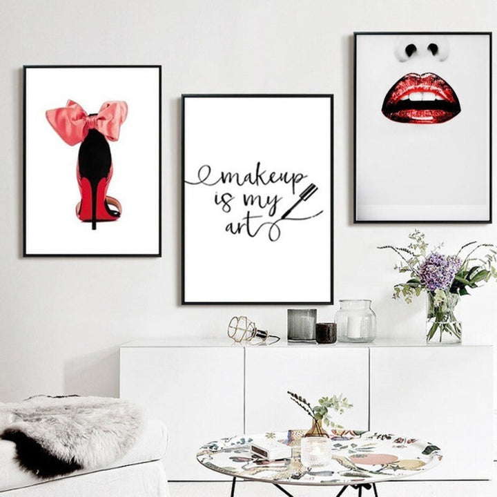 Fashion Makeup Girl Decoratieve - Canvas Wandkunst Schilderij