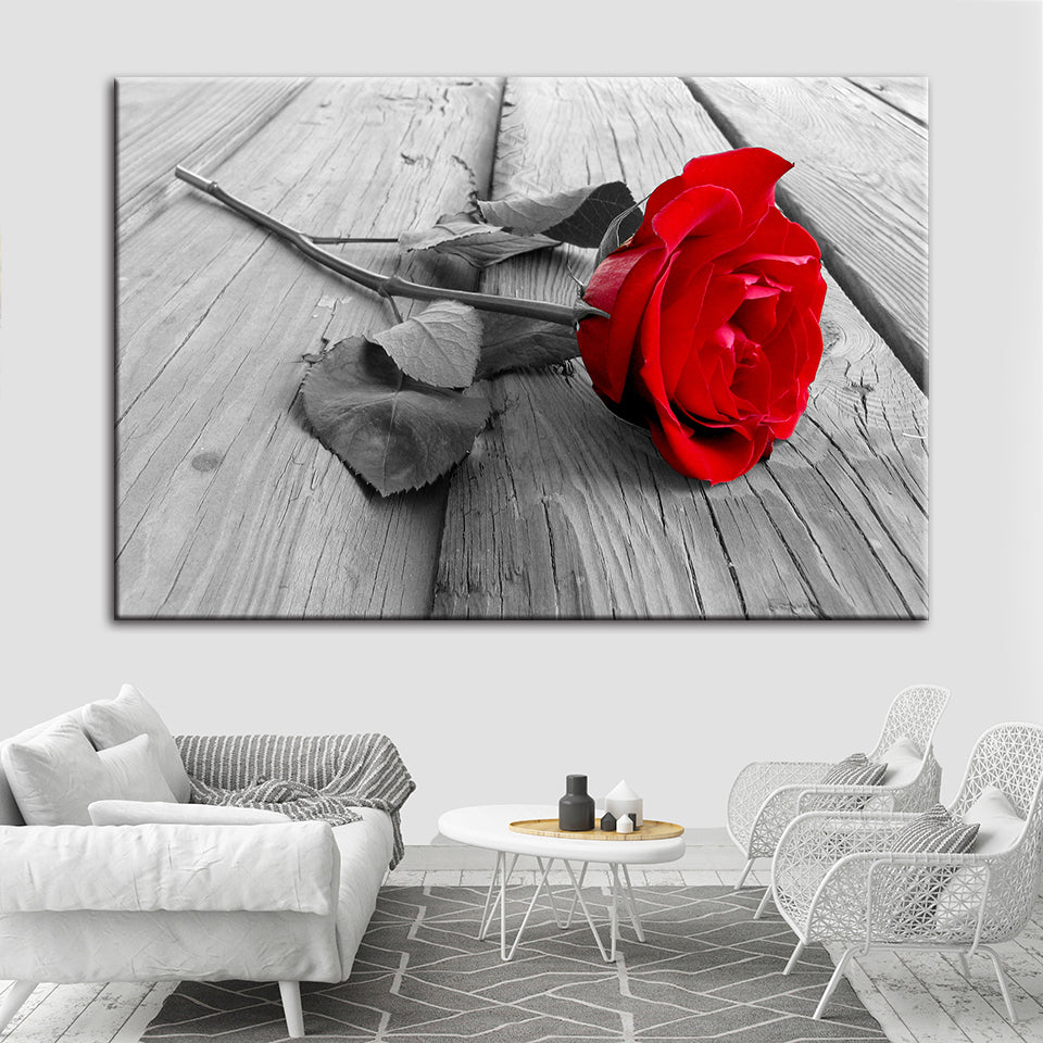 Einsame Rose - Canvas Wandkunst Schilderij