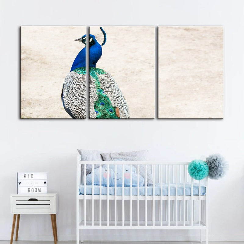 Rock elegante Pfau-Leinwand Wandkunst Schilderij 3 delen