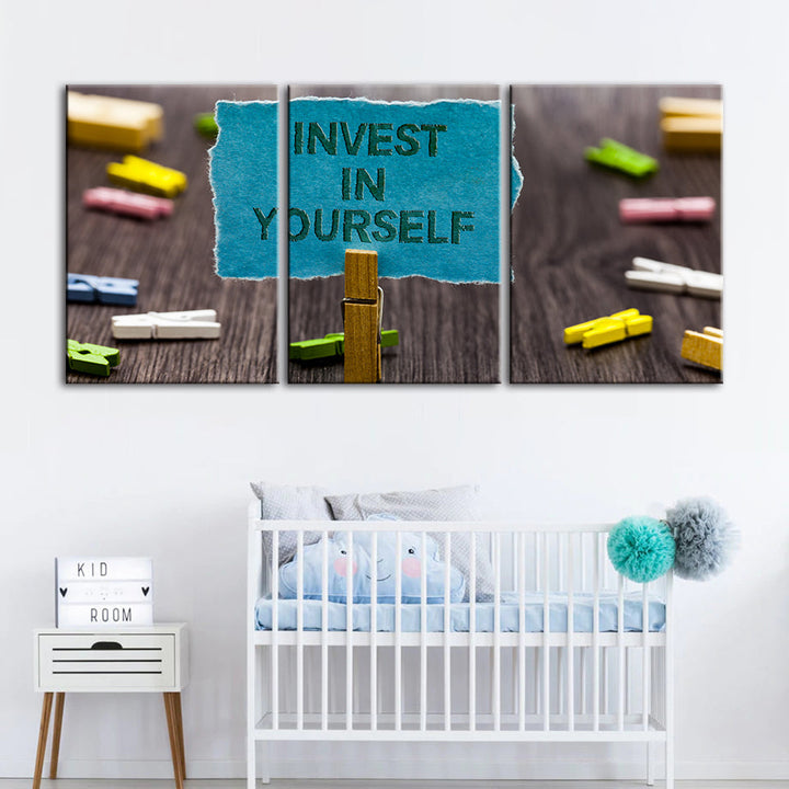 Investeer in jezelf 3-delige - Canvas Muurkunst Schilderij